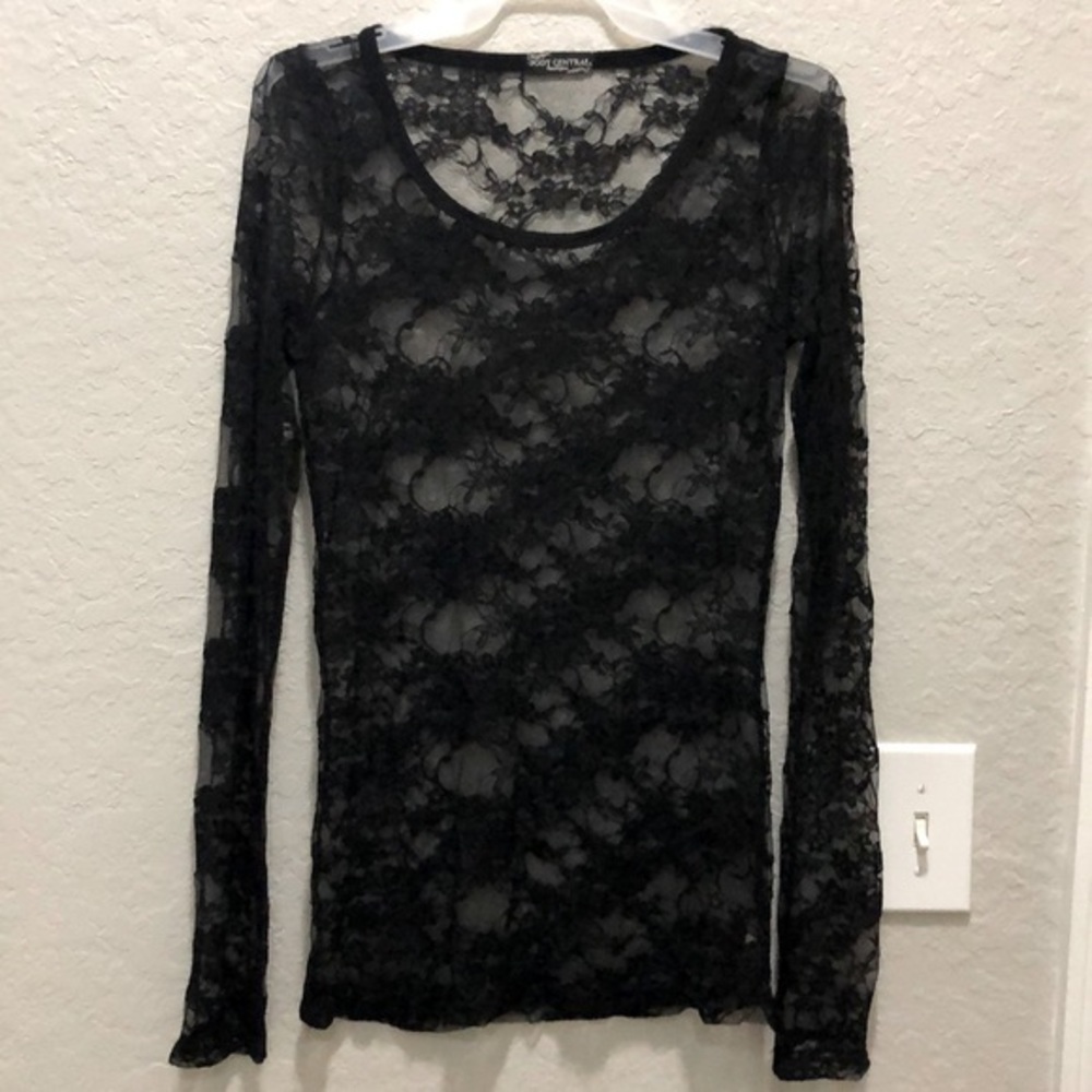 Body Central Sheer Black Longsleeve Top